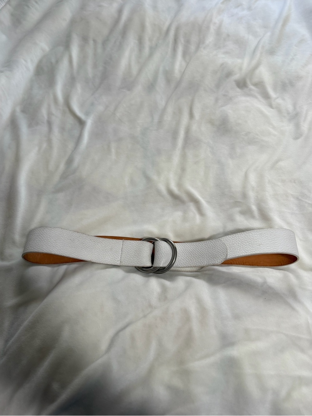 Furla Italy White Double-Ring Leather Waist Belt Size 75 S/M